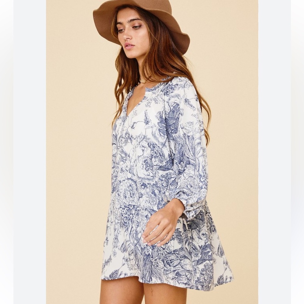 Christian Phillipe linen midi floral print dress size S